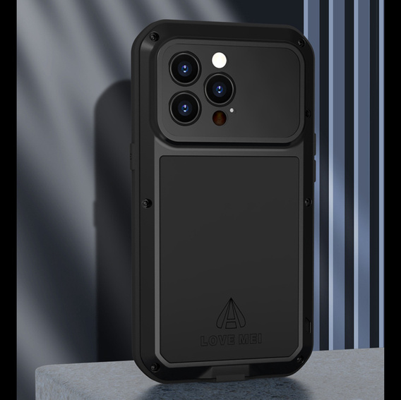 Love Mei Case for iPhone 14 Pro, armored with glass, black