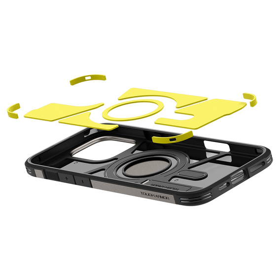 Spigen case for iPhone 16 Pro Max, Tough Armor Mag MagSafe, grey + 9H Tempered Glass