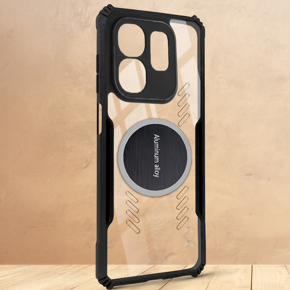 Case for Infinix Hot 50i 4G, with magnetic sheet, transparent / black