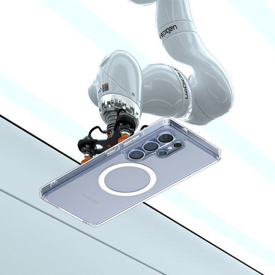 Spigen MagSafe Case for Samsung Galaxy S25 Ultra, Ultra Hybrid, transparent / white + 9H Tempered Glass