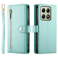 Flip case for Xiaomi 14T, Wallet Zipper Pocket, green
