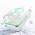Case for iPhone Air, for MagSafe, with stand, transparent with green inserts