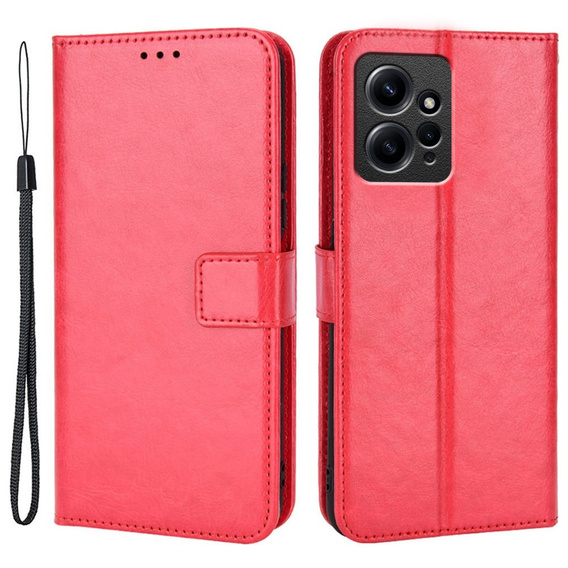 Flip case for Xiaomi Redmi Note 12 4G, Crazy Horse Wallet, red