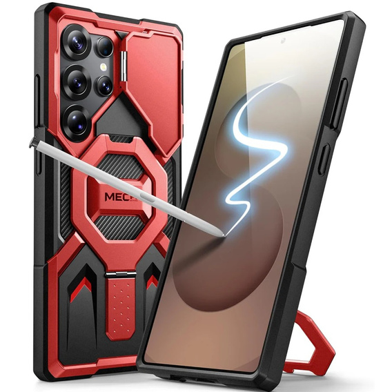Case for Samsung Galaxy S25 Ultra Tongate MECH MagSafe Series - Red + 9H Tempered Glass