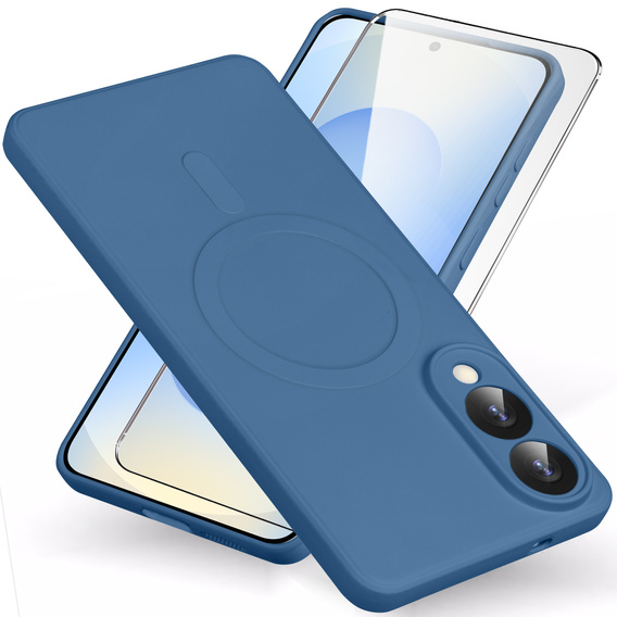 Case for Samsung Galaxy S25 Edge, Silicone Lite, blue + 9H glass