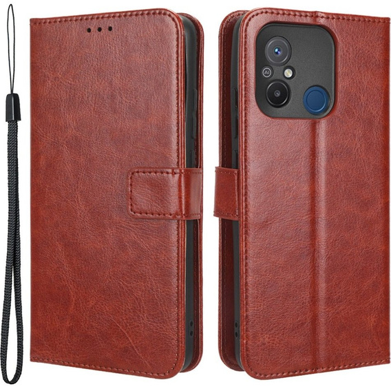 Flip case for Xiaomi Redmi 12C, Crazy Horse Wallet, brown