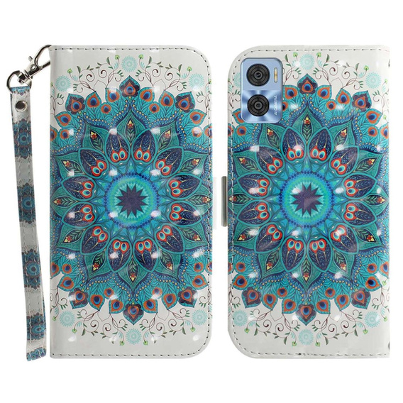 Flip case for Motorola Moto E22 / E22i, Wallet mandala, white