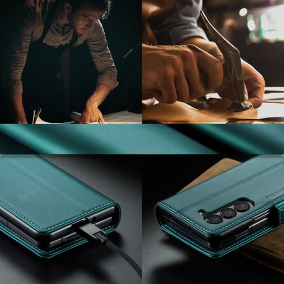 CASEME flip case for Samsung Galaxy Z Fold6 5G, Litchi Wallet, green