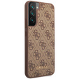 GUESS Case for Samsung Galaxy S23, 4G Metal Gold Logo, brown