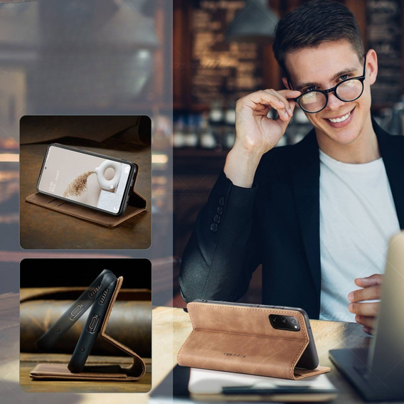 CASEME case for Samsung Galaxy S20 FE, Leather Wallet Case, brown