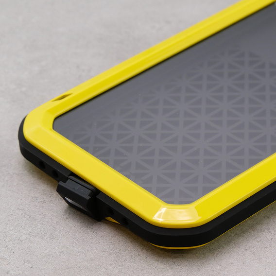 Love Mei Case for iPhone 12, armored with glass, yellow