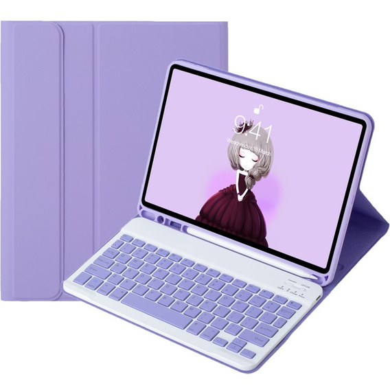 Bluetooth keyboard case for iPad 11" 2025 A16 (11 gen.) / iPad 10.9" 2022 (10 gen.), Purple