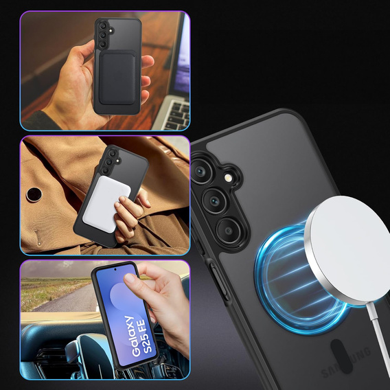 Case for Samsung Galaxy S25 FE, for MagSafe, ERBORD Matt Case, black