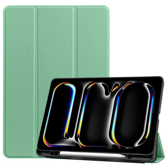 Case for iPad Pro 11 2024, Smartcase with stylus space, green