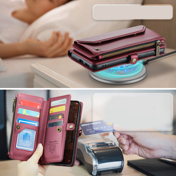 CASEME RFID Leather Wallet Case for Samsung Galaxy S26, red