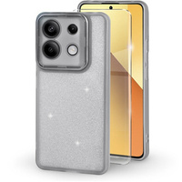 Case for Xiaomi Redmi Note 13 Pro 5G, Glittery Powder, grey + 9H tempered glass