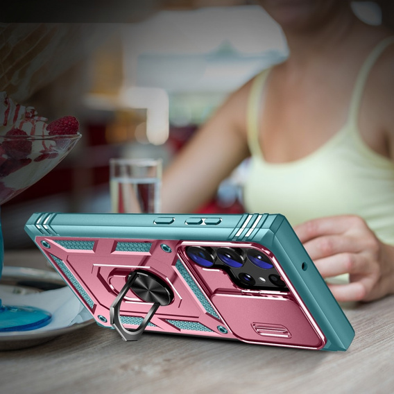 Case for Samsung Galaxy S24 Ultra, CamShield Slide, green / pink