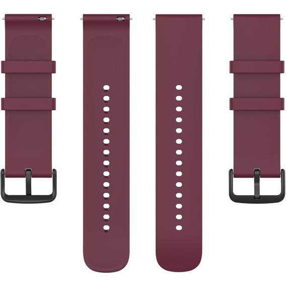 Silicone strap 20mm, Wine Red/Black Buckle
