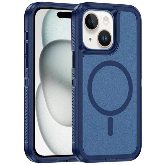 Case with frame for iPhone 15, for MagSafe, blue
