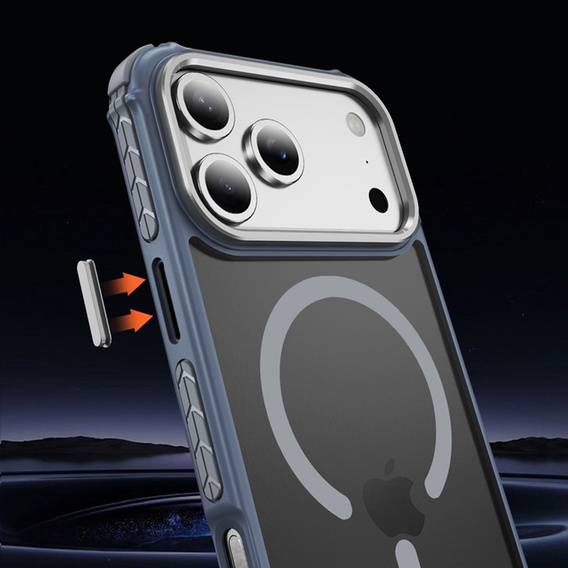 Matt Case for iPhone 17 Pro Max, armoured, for MagSafe, smoky with grey sides