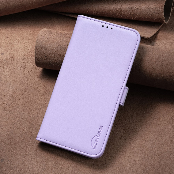 Flip case for Samsung Galaxy A15, BINFEN Wallet, purple + 9H glass