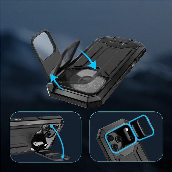 R-JUST armoured case with screen protector and stand for iPhone 17 Pro Max