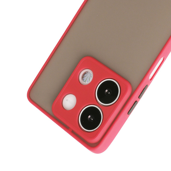Silicone case for Xiaomi Redmi Note 13 5G, with camera protection, transparent / red + Tempered Glass 9H