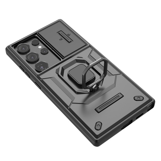 Case for Samsung Galaxy S24 Ultra, KickStand Camera Lens, black