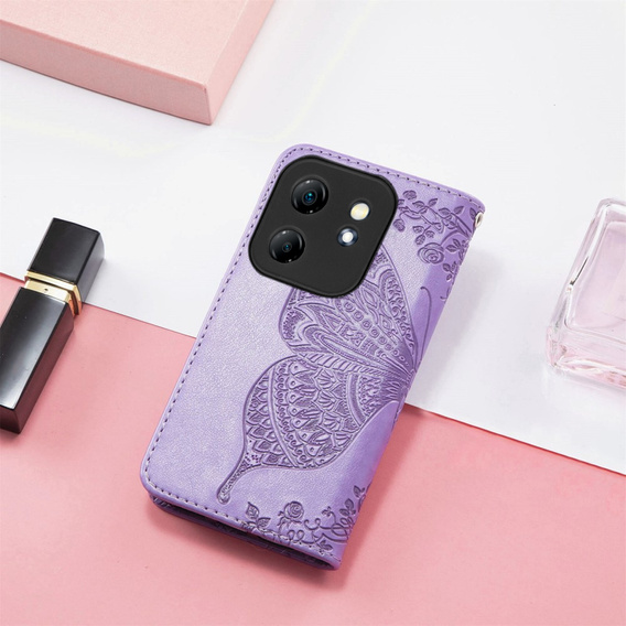 Flip case for Infinix Hot 50i 4G, Butterfly, purple