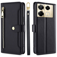 Flip case for Infinix Note 40 Pro, Wallet Zipper Pocket, black