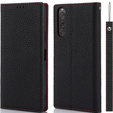 Flip case for Sony Xperia 10 V, Litchi Skin Grain, black