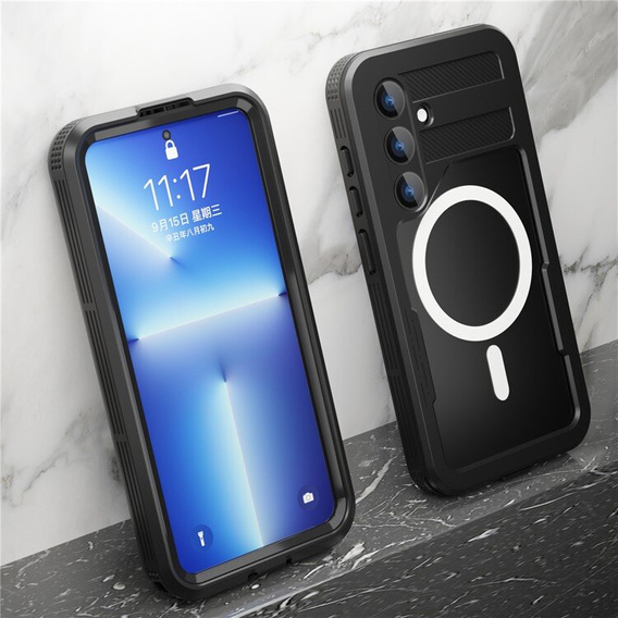 Waterproof case for Samsung Galaxy S24, Redpepper, for MagSafe, black