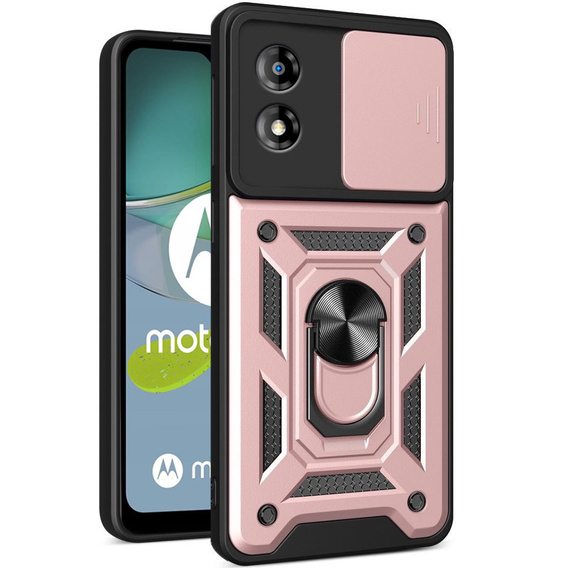 Case for Motorola Moto E13, CamShield Slide, pink rose gold