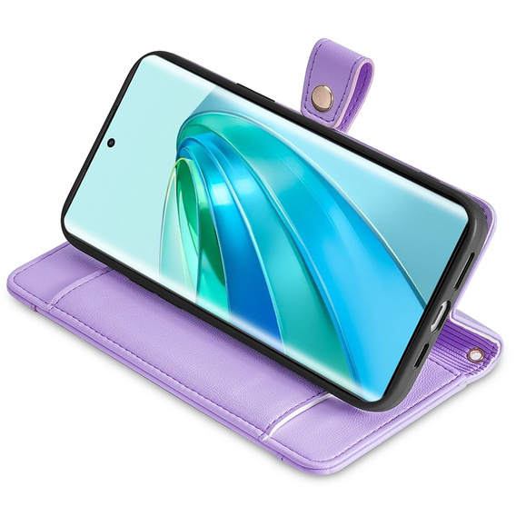 Flip case for Honor Magic5 Lite, Wallet Zipper Pocket, purple