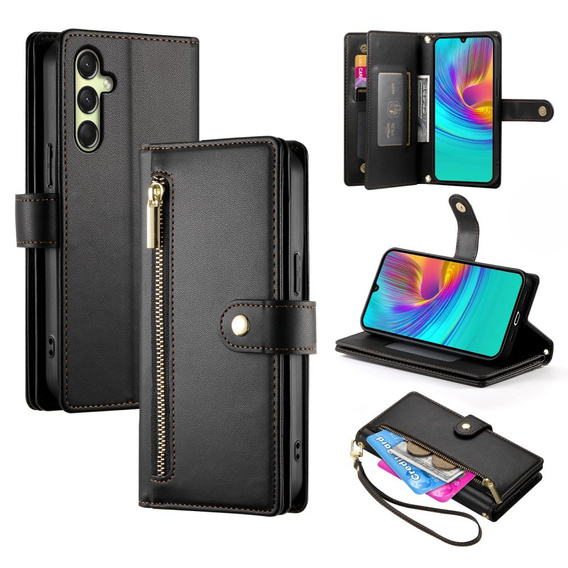 Flip case for Samsung Galaxy A36 5G, Wallet Zipper Pocket, black
