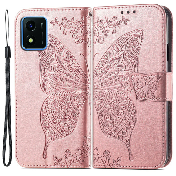 Flip case for Vivo Y01, Butterfly, pink
