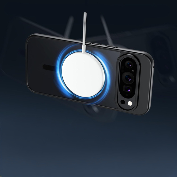 Case for Google Pixel 9 Pro, for MagSafe, ERBORD Matt Case, black + Screen Glass