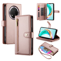 Flip case for Honor Magic 7 Lite, Wallet Zipper Pocket, pink