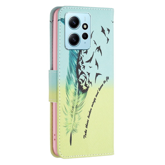 Flip case for Xiaomi Redmi Note 12 4G, Wallet, feather, blue