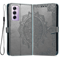 Flip case for Oppo Reno 12, Mandala, grey