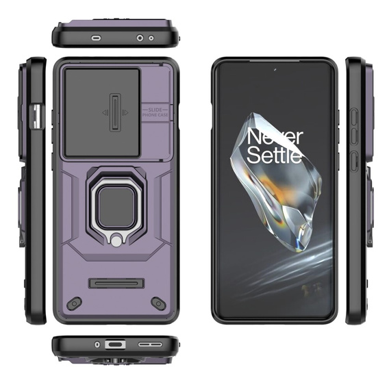 Case for OnePlus 12 5G, KickStand Camera Lens, purple
