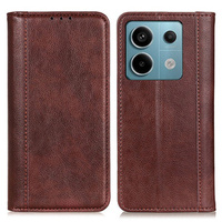Case for Xiaomi Redmi Note 13 Pro 5G, Wallet Litchi Leather, brown