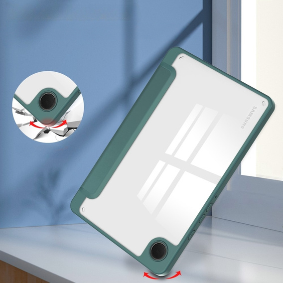 Case for Samsung Galaxy Tab A9, Smartcase Hybrid, with stylus space, dark green