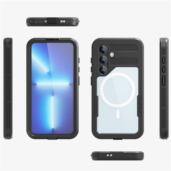 Waterproof case for Samsung Galaxy S24, Redpepper, for MagSafe, black