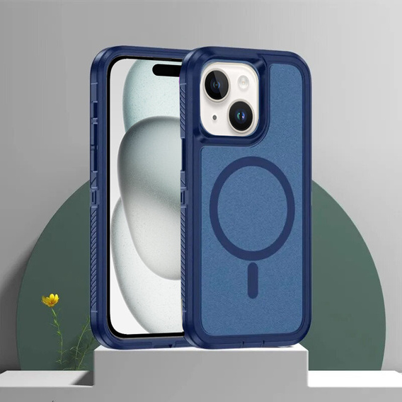 Case with frame for iPhone 15, for MagSafe, blue
