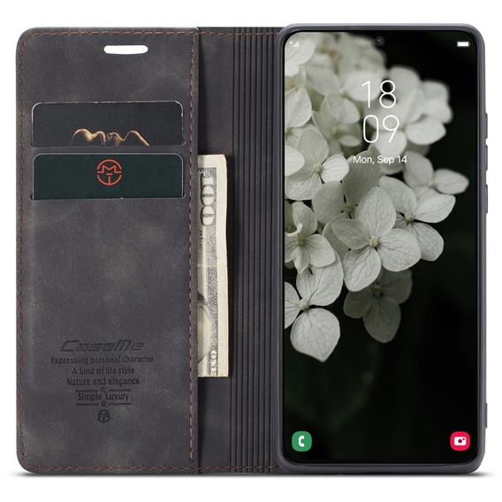CASEME case for Samsung Galaxy S22 5G, Leather Wallet Case, black