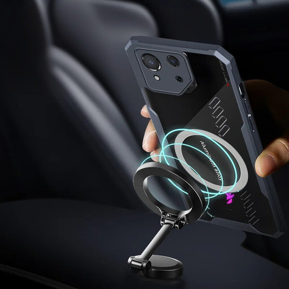 Case for ASUS ROG Phone 8 Pro, with magnetic sheet, transparent / black