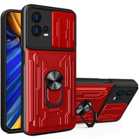 Armored case for Motorola Edge 30 Fusion 5G, Camera Slide Card Slot, red