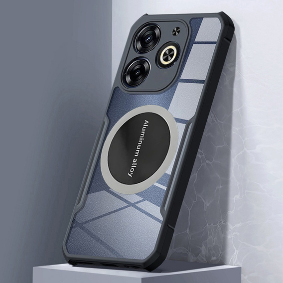 Case for Infinix Hot 40i, with magnetic sheet, transparent / black