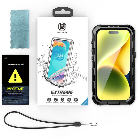 IP68 Waterproof Case for iPhone 15, SHELLBOX MagSafe, black